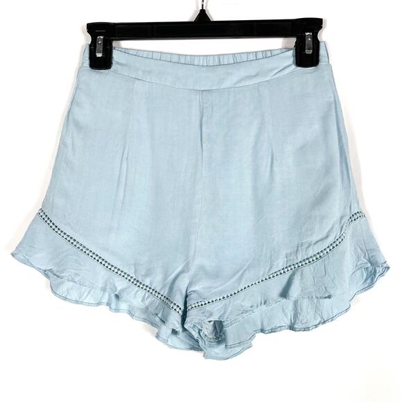Superdown Tabitha Ruffle Shorts Set Light Blue 2 pc Bralette Sleeveless Sz XS - Picture 6 of 12